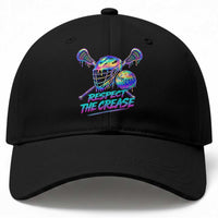 Respect The Crease Lacrosse Drip Baseball Cap Funny Lax Goalie