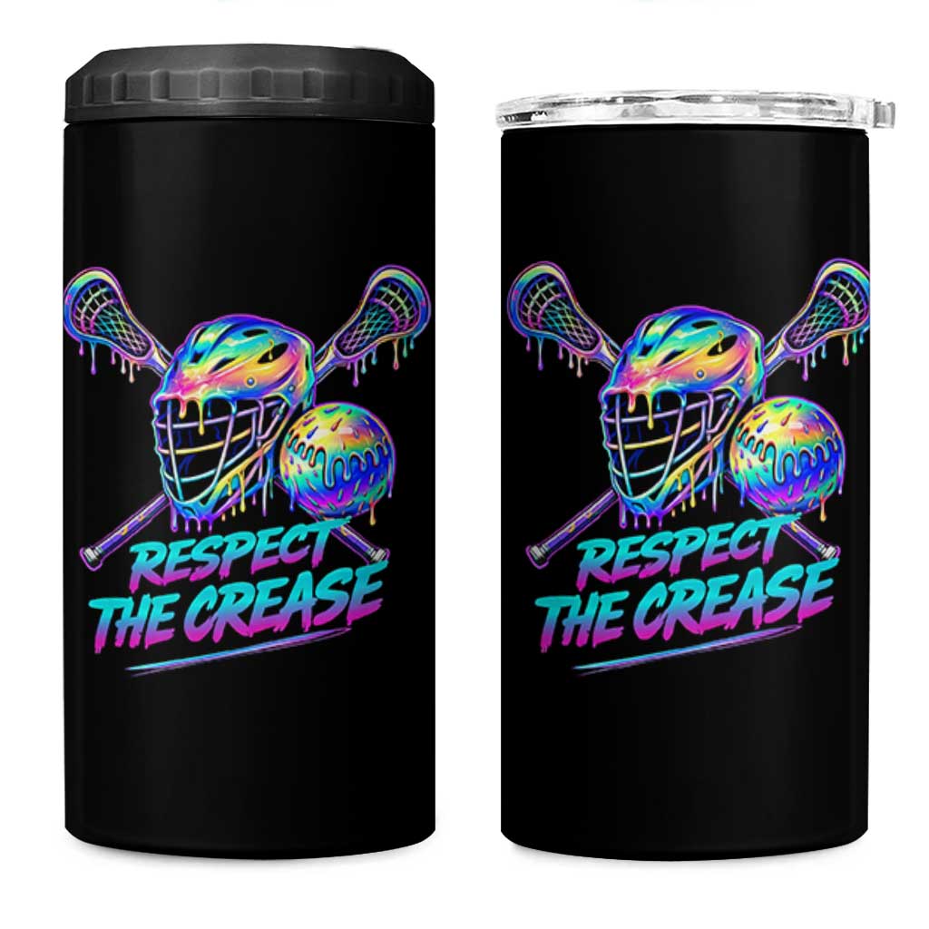 Respect The Crease Lacrosse Drip 4 in 1 Can Cooler Tumbler Funny Lax Goalie