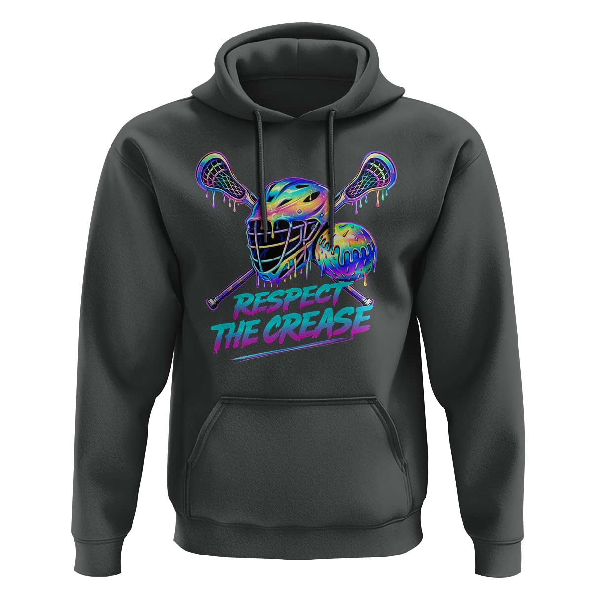 Respect The Crease Lacrosse Drip Hoodie Funny Lax Goalie