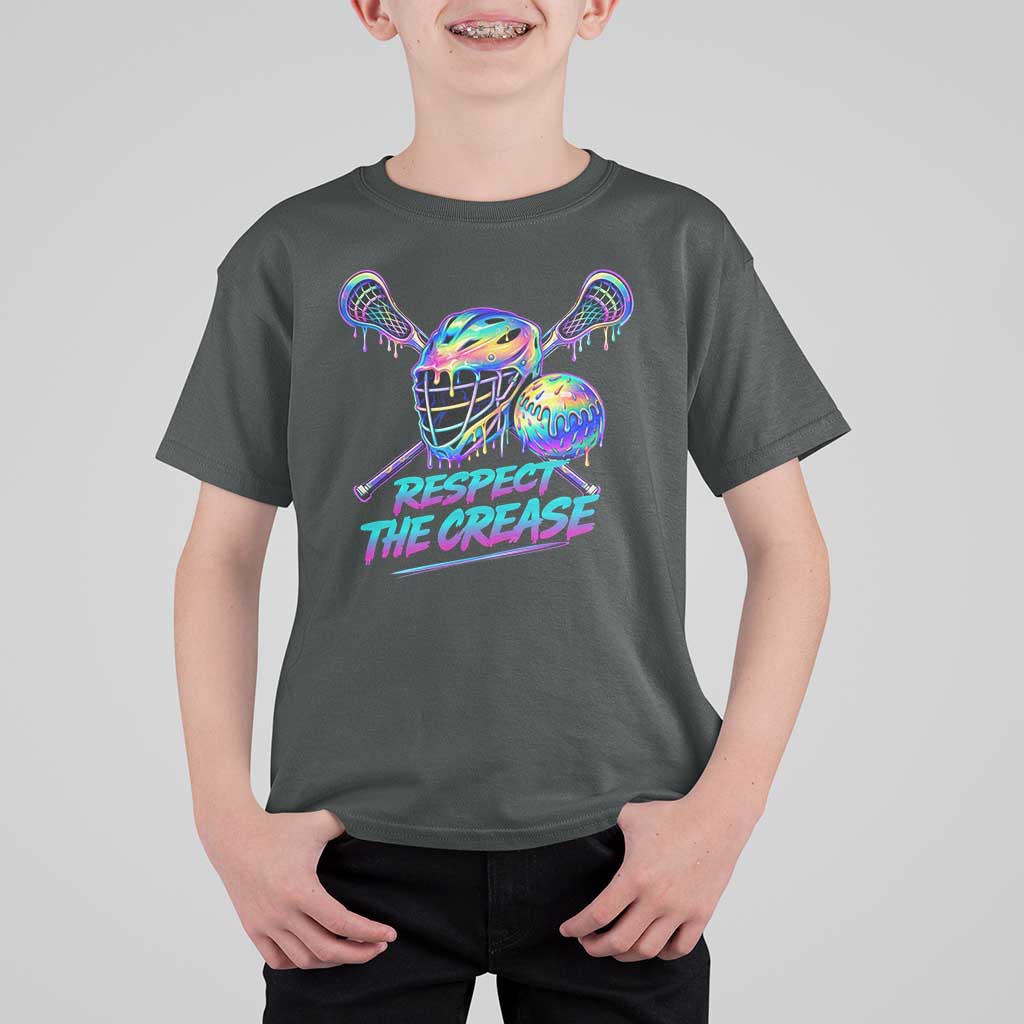 Respect The Crease Lacrosse Drip T Shirt For Kid Funny Lax Goalie