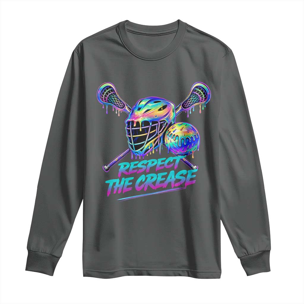 Respect The Crease Lacrosse Drip Long Sleeve Shirt Funny Lax Goalie