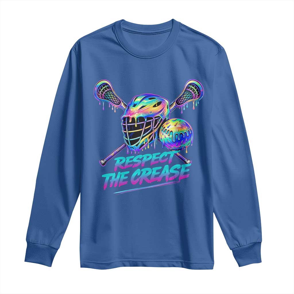 Respect The Crease Lacrosse Drip Long Sleeve Shirt Funny Lax Goalie