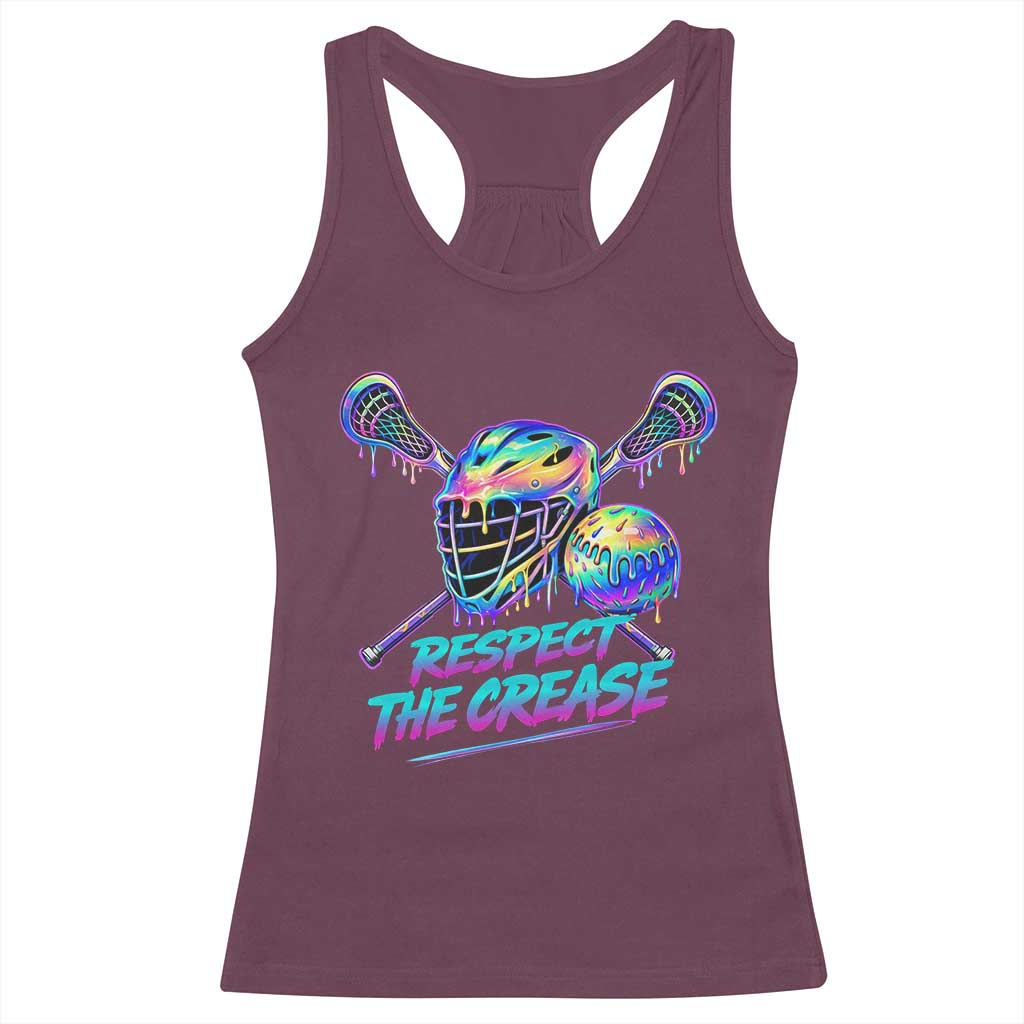 Respect The Crease Lacrosse Drip Racerback Tank Top Funny Lax Goalie