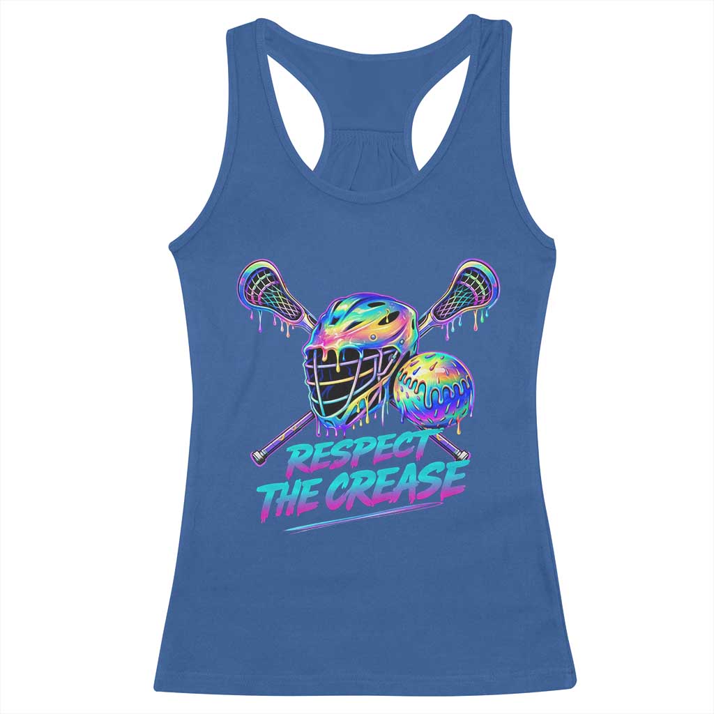 Respect The Crease Lacrosse Drip Racerback Tank Top Funny Lax Goalie
