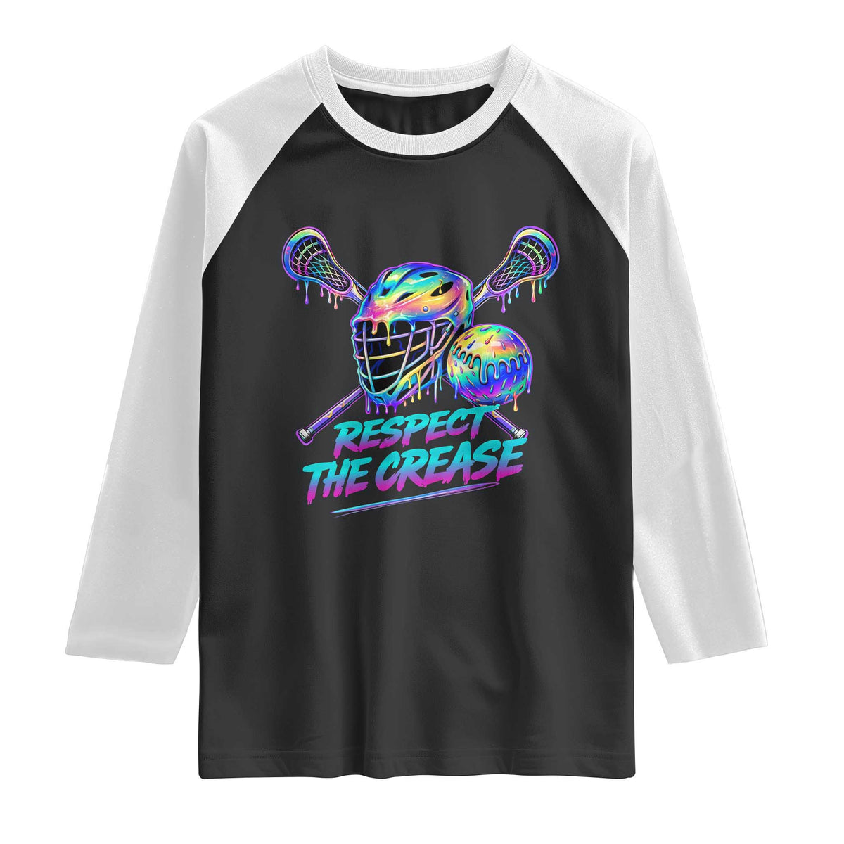 Respect The Crease Lacrosse Drip Raglan Shirt Funny Lax Goalie