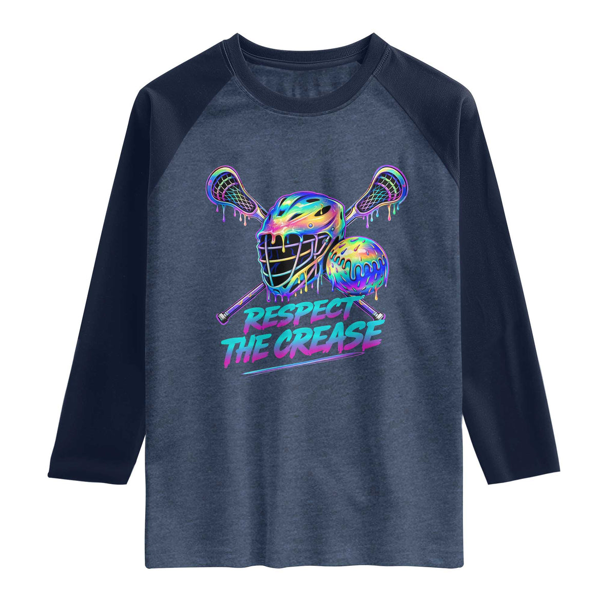 Respect The Crease Lacrosse Drip Raglan Shirt Funny Lax Goalie