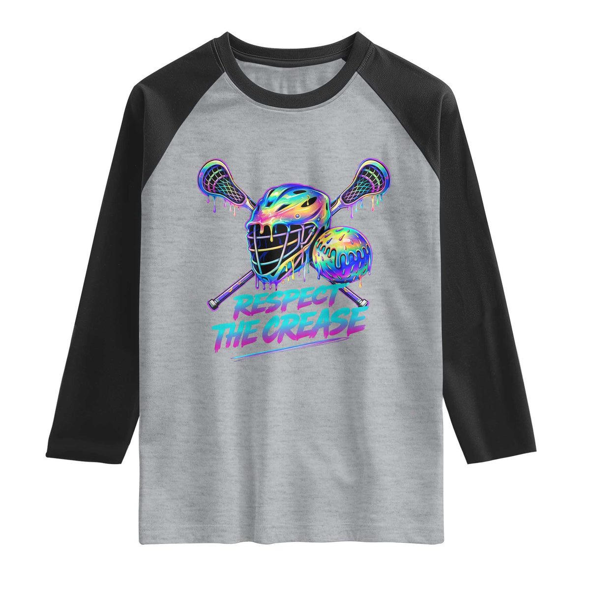 Respect The Crease Lacrosse Drip Raglan Shirt Funny Lax Goalie