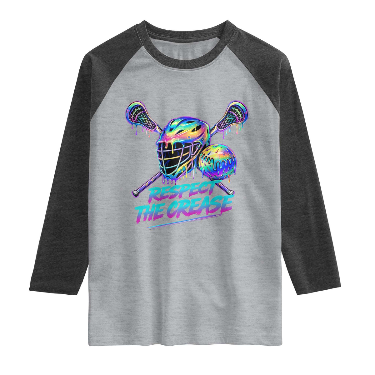 Respect The Crease Lacrosse Drip Raglan Shirt Funny Lax Goalie