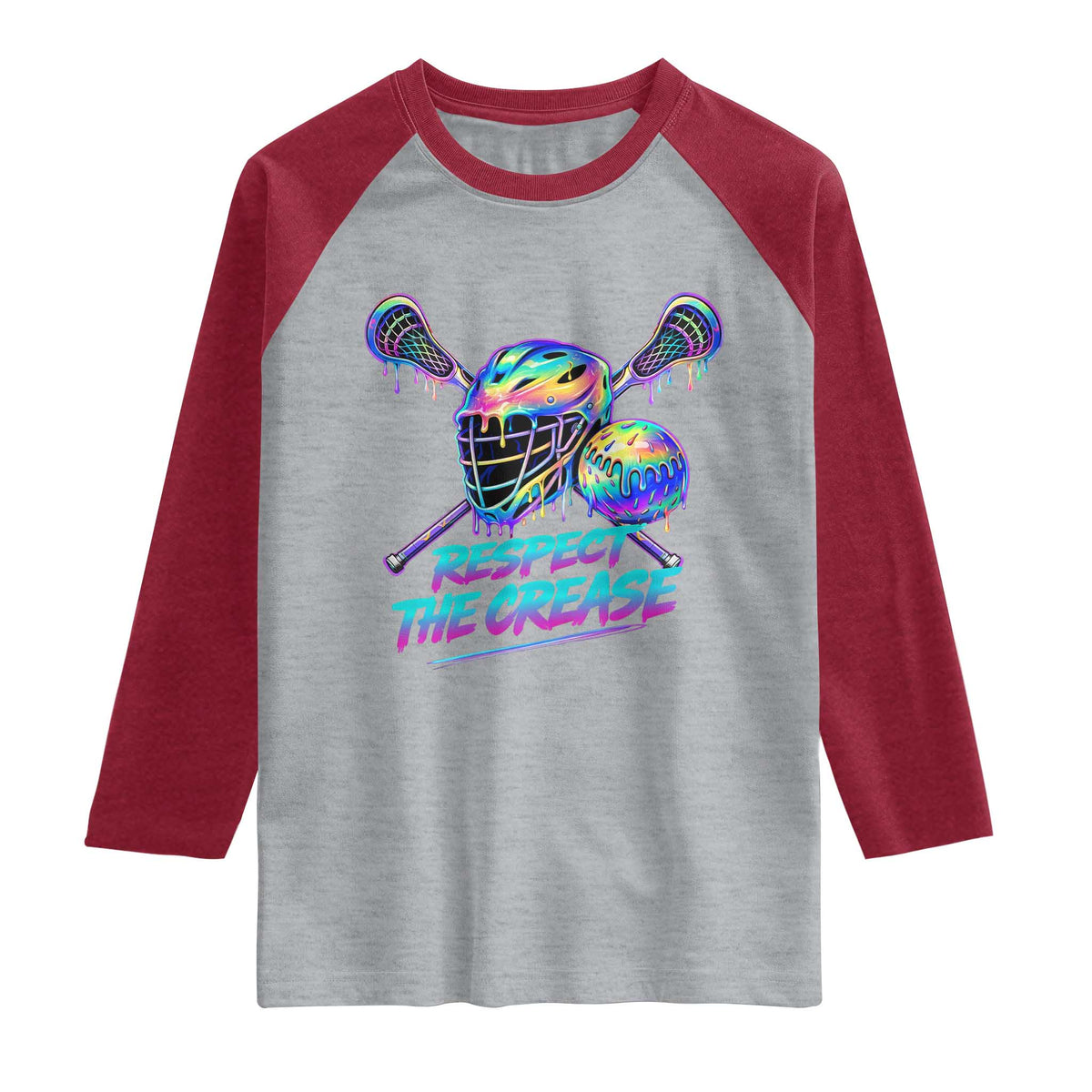 Respect The Crease Lacrosse Drip Raglan Shirt Funny Lax Goalie