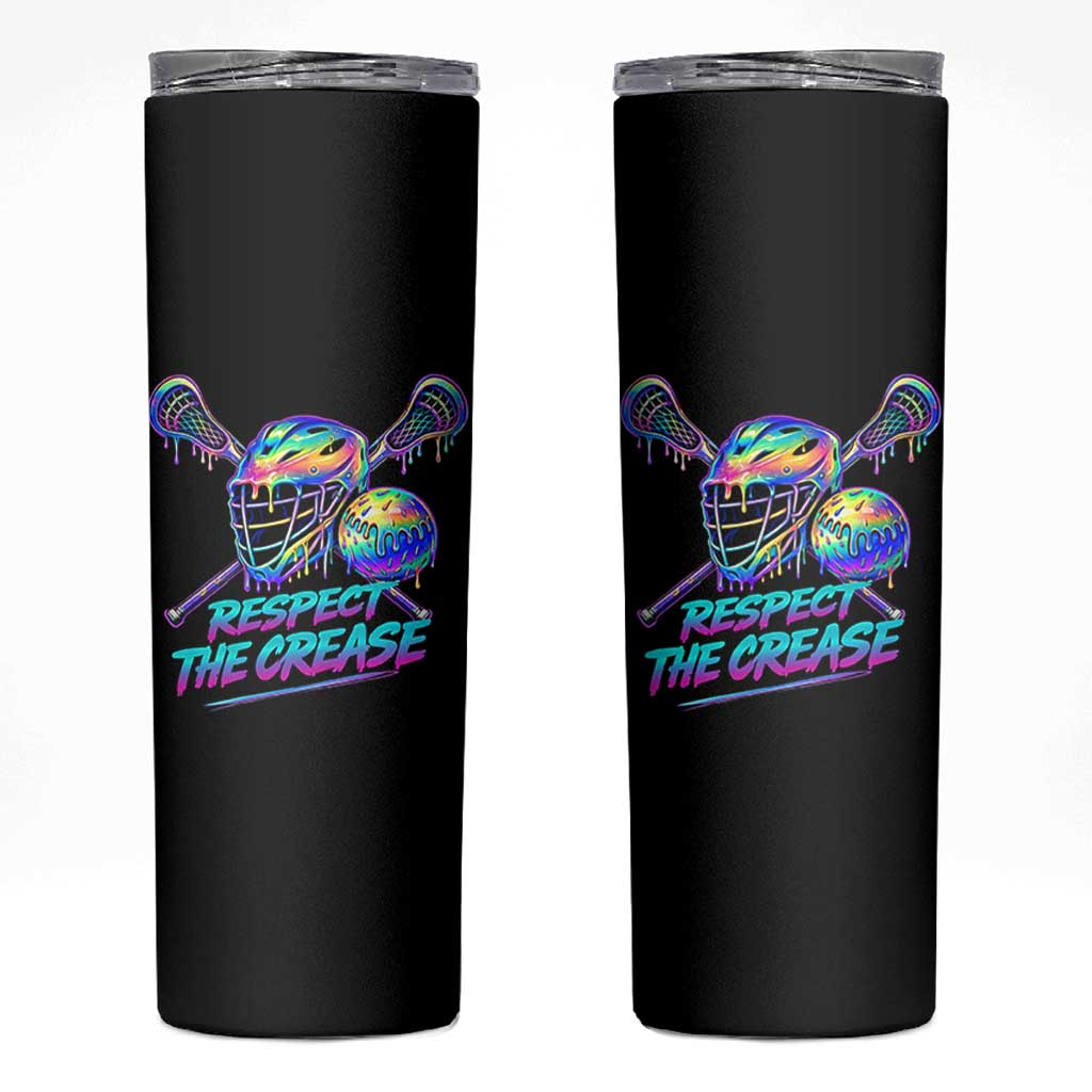 Respect The Crease Lacrosse Drip Skinny Tumbler Funny Lax Goalie