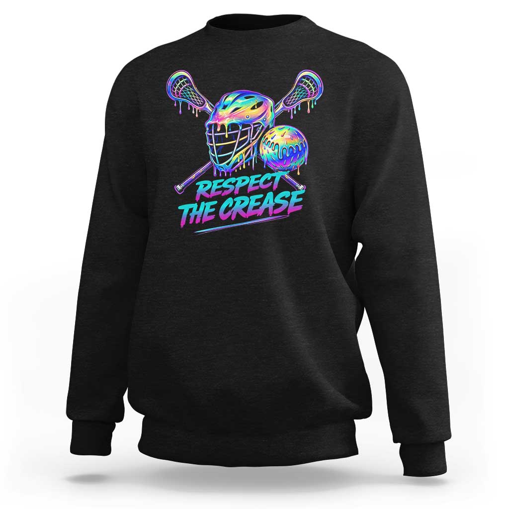 Respect The Crease Lacrosse Drip Sweatshirt Funny Lax Goalie