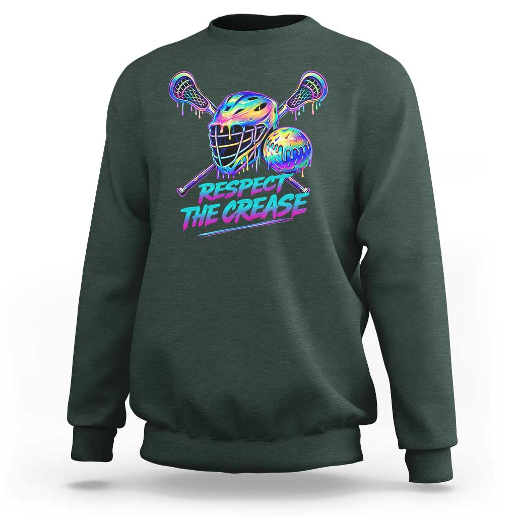 Respect The Crease Lacrosse Drip Sweatshirt Funny Lax Goalie