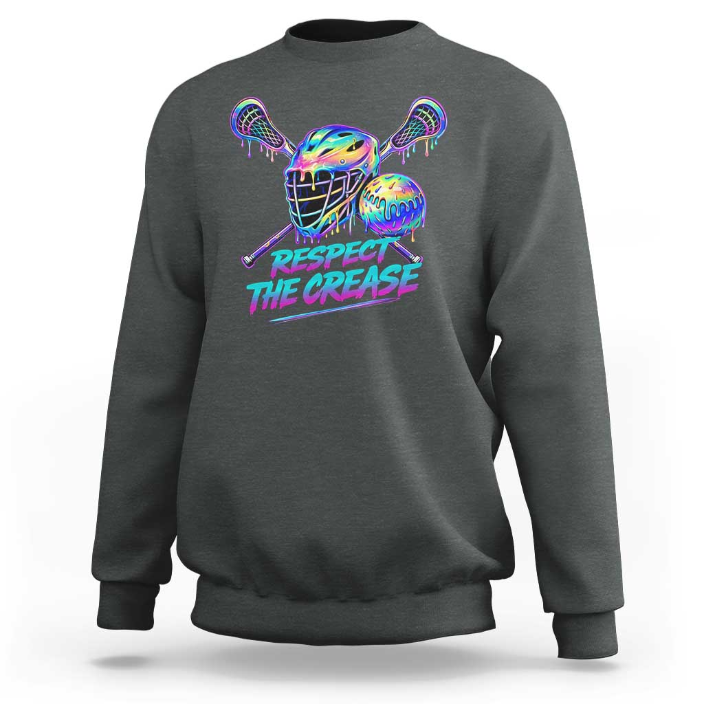 Respect The Crease Lacrosse Drip Sweatshirt Funny Lax Goalie