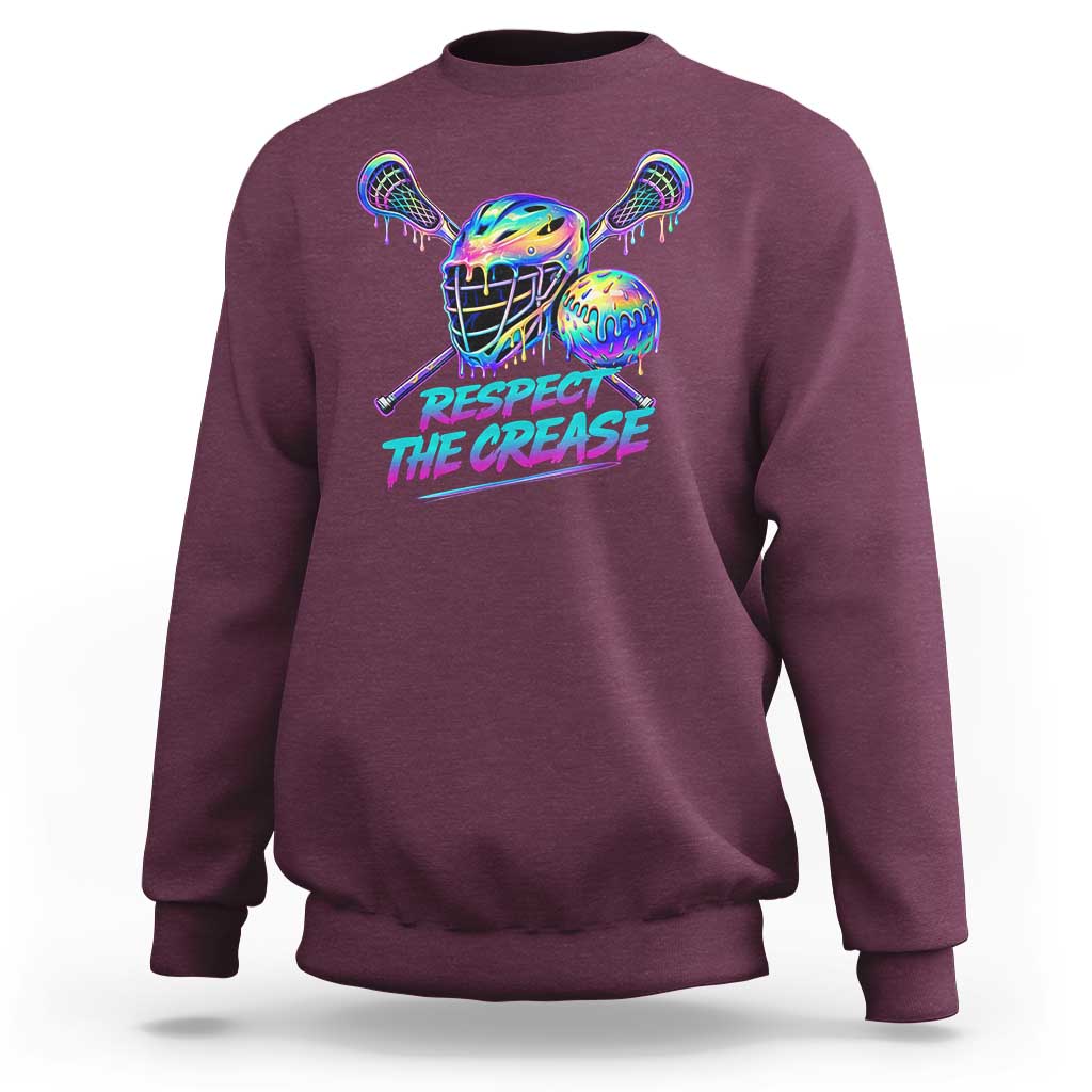 Respect The Crease Lacrosse Drip Sweatshirt Funny Lax Goalie