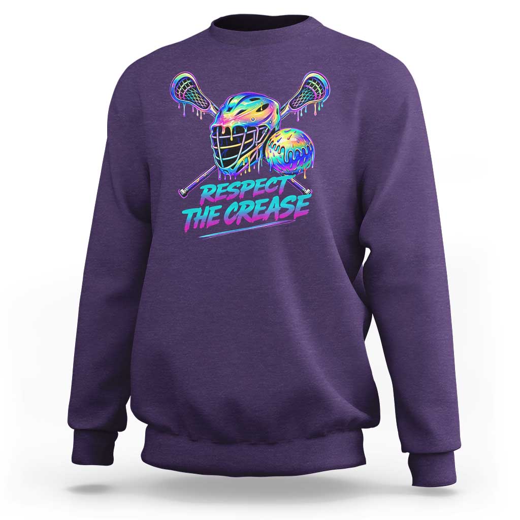 Respect The Crease Lacrosse Drip Sweatshirt Funny Lax Goalie