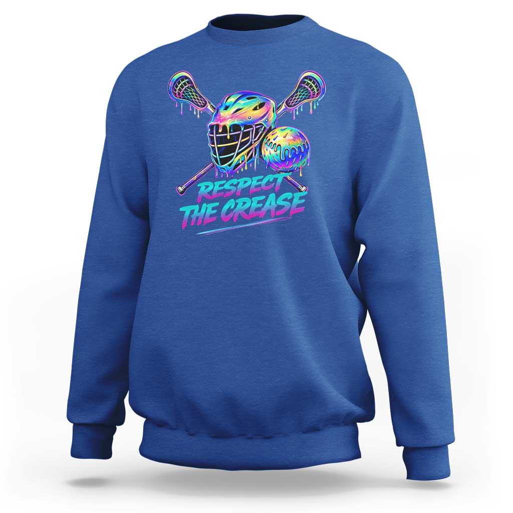 Respect The Crease Lacrosse Drip Sweatshirt Funny Lax Goalie