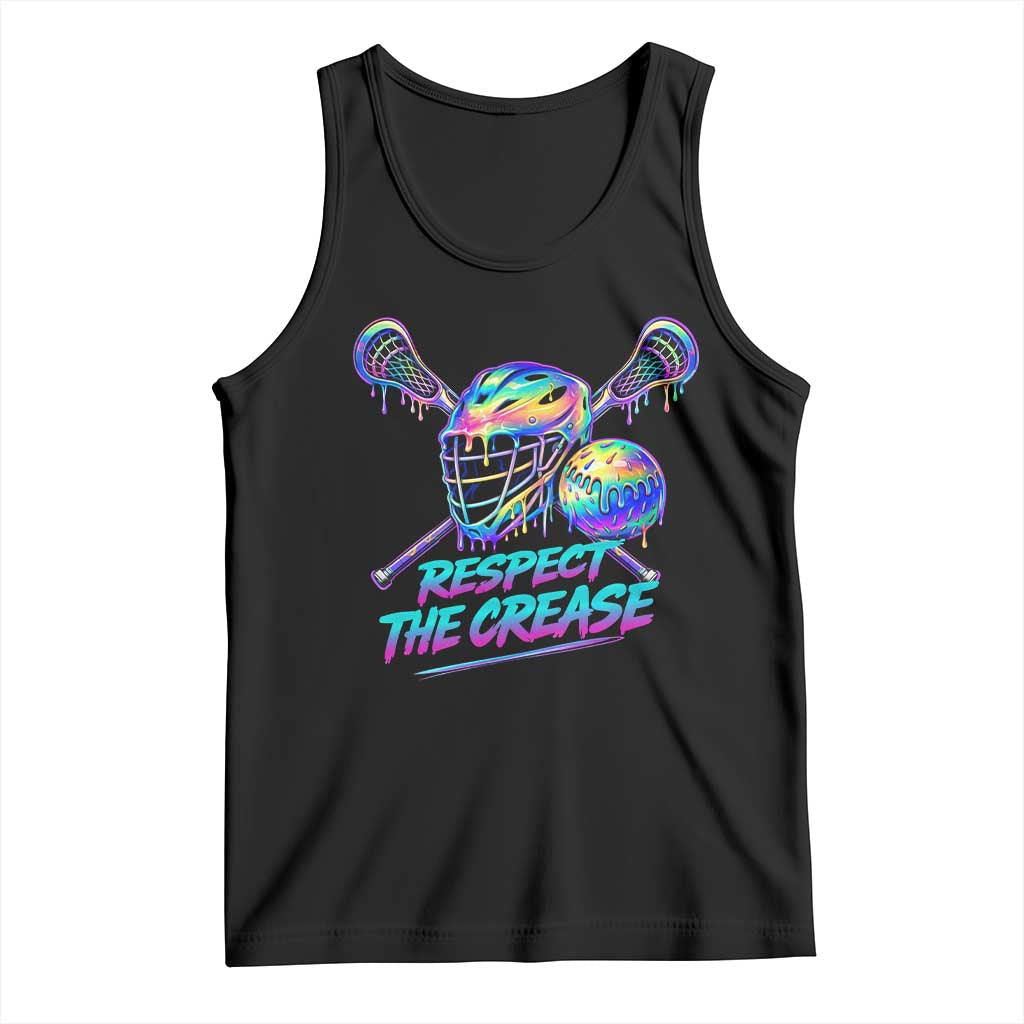 Respect The Crease Lacrosse Drip Tank Top Funny Lax Goalie