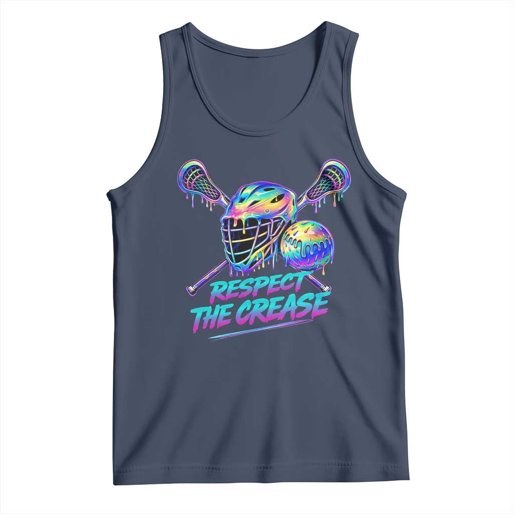 Respect The Crease Lacrosse Drip Tank Top Funny Lax Goalie