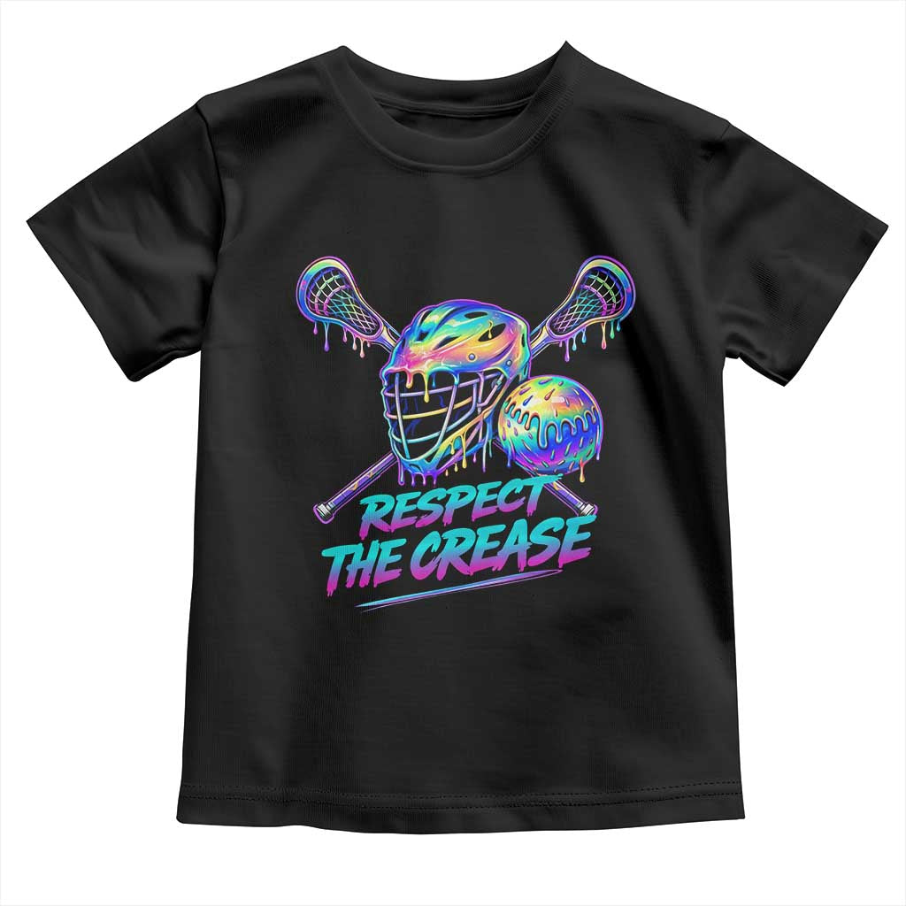 Respect The Crease Lacrosse Drip Toddler T Shirt Funny Lax Goalie