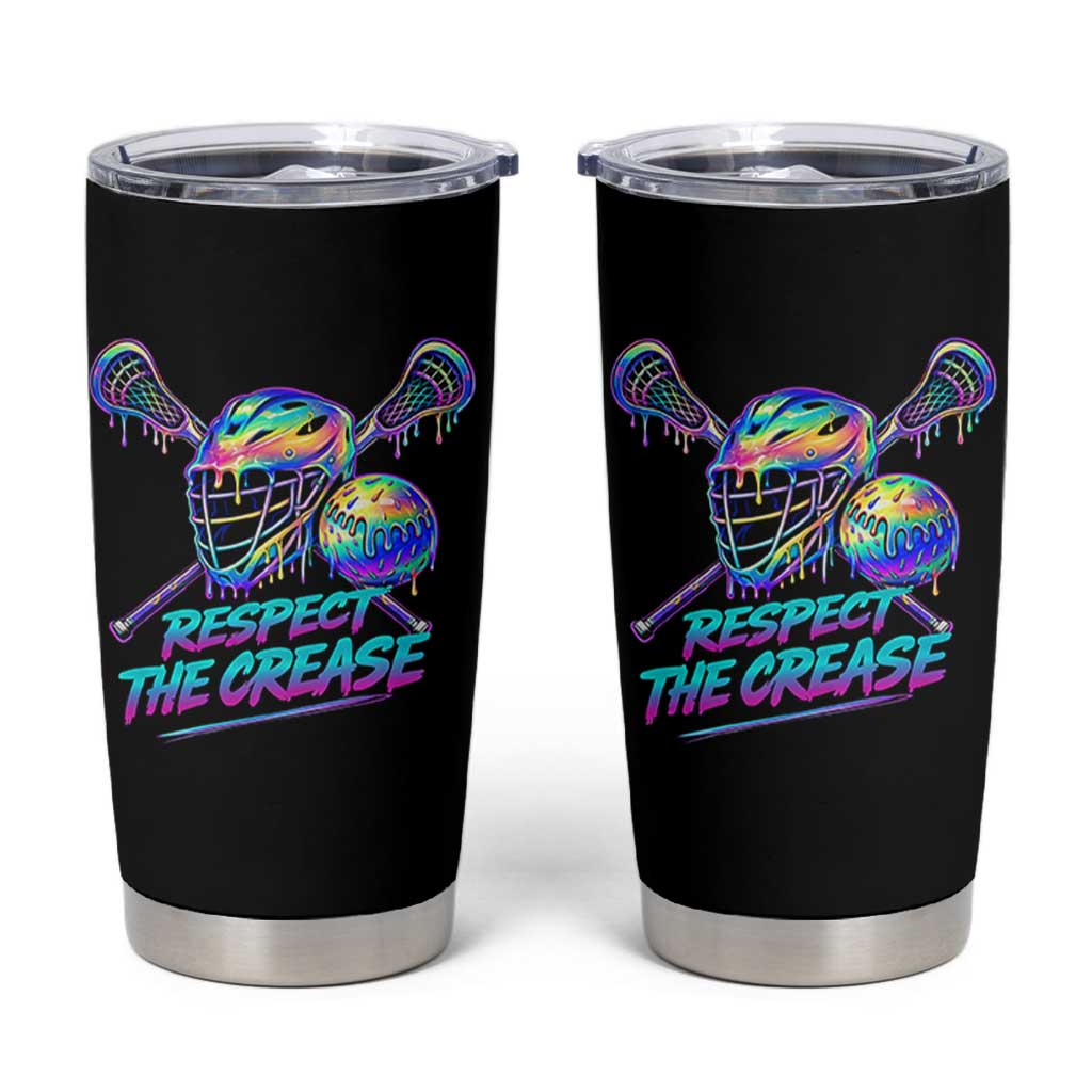 Respect The Crease Lacrosse Drip Tumbler Cup Funny Lax Goalie