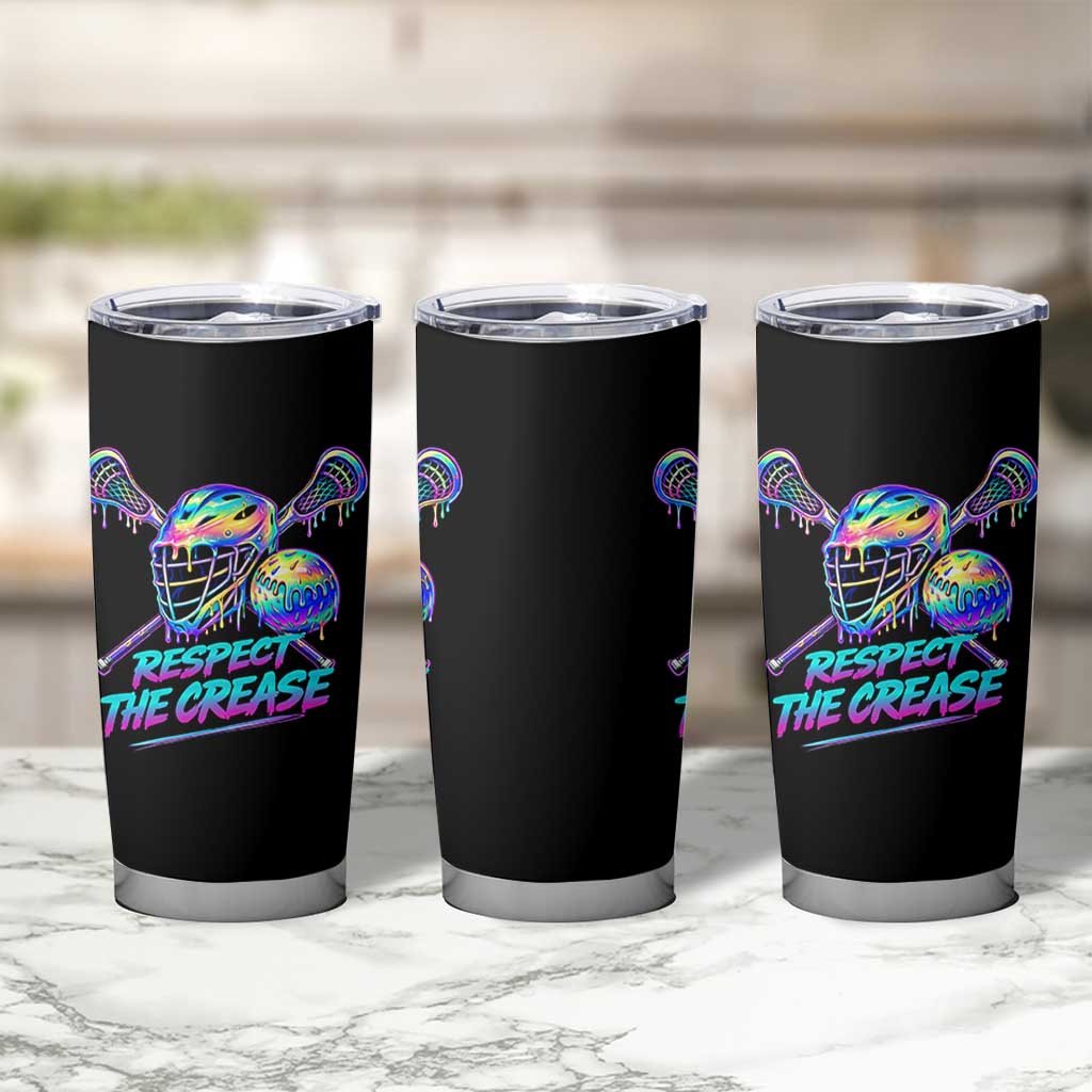 Respect The Crease Lacrosse Drip Tumbler Cup Funny Lax Goalie