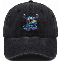 Respect The Crease Lacrosse Drip Washed Cotton Baseball Cap Funny Lax Goalie