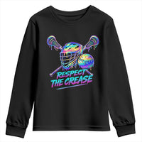 Respect The Crease Lacrosse Drip Youth Sweatshirt Funny Lax Goalie