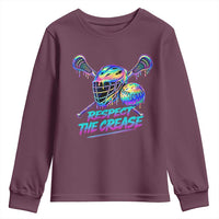 Respect The Crease Lacrosse Drip Youth Sweatshirt Funny Lax Goalie