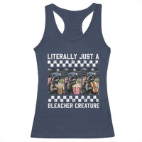 Baseball Raccoon Literally Just a Bleacher Creature Racerback Tank Top Funny Trash Panda At Ballfield