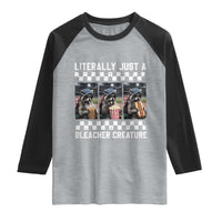 Baseball Raccoon Literally Just a Bleacher Creature Raglan Shirt Funny Trash Panda At Ballfield