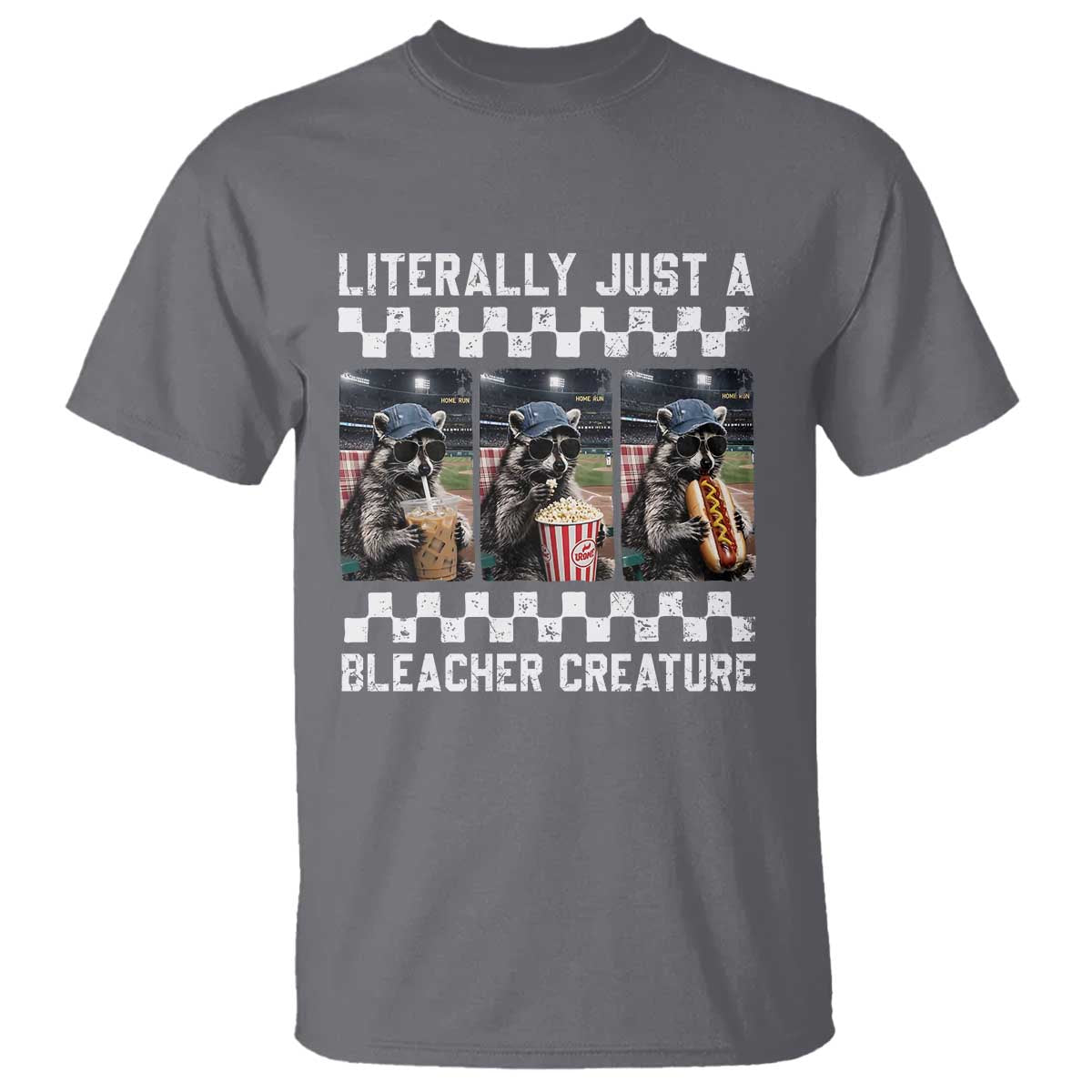 Baseball Raccoon Literally Just a Bleacher Creature T Shirt Funny Trash Panda At Ballfield