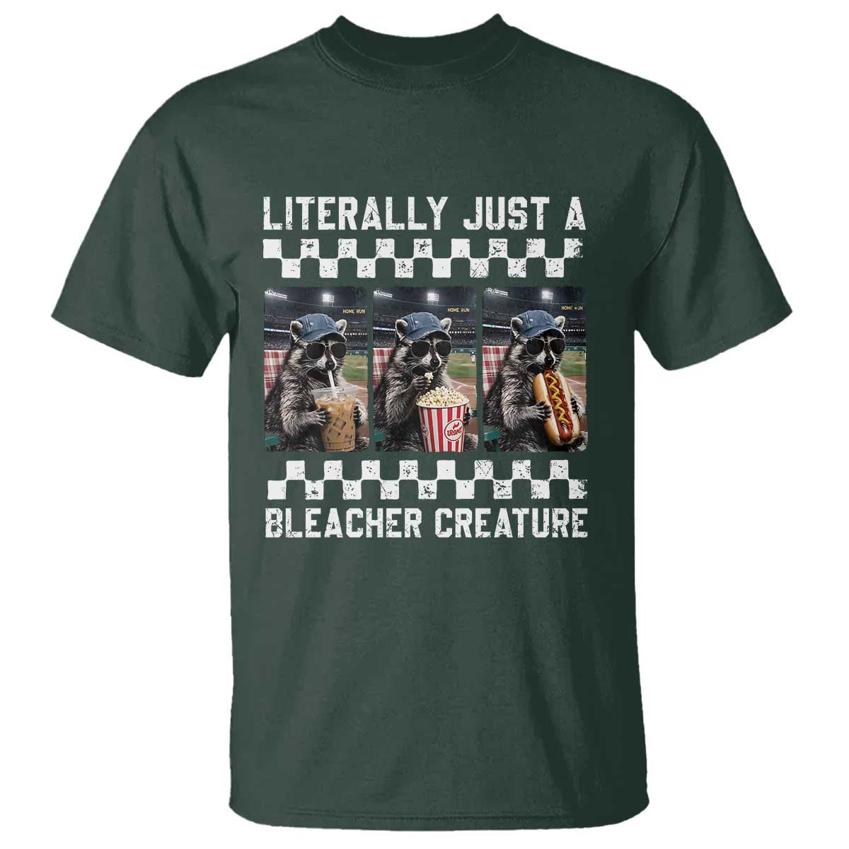 Baseball Raccoon Literally Just a Bleacher Creature T Shirt Funny Trash Panda At Ballfield