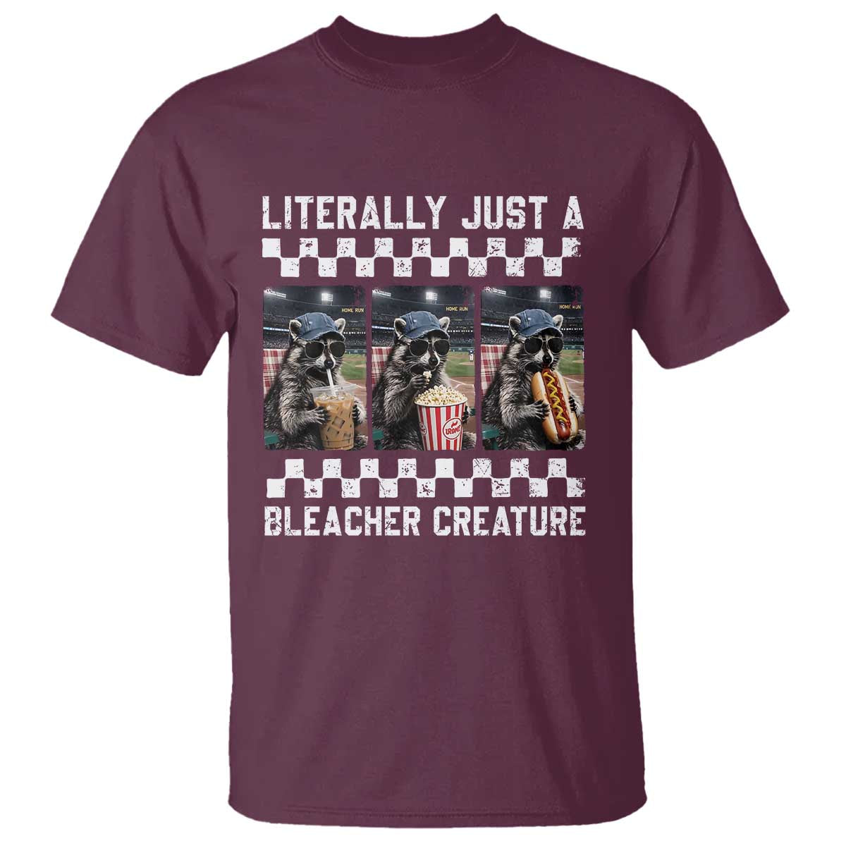 Baseball Raccoon Literally Just a Bleacher Creature T Shirt Funny Trash Panda At Ballfield
