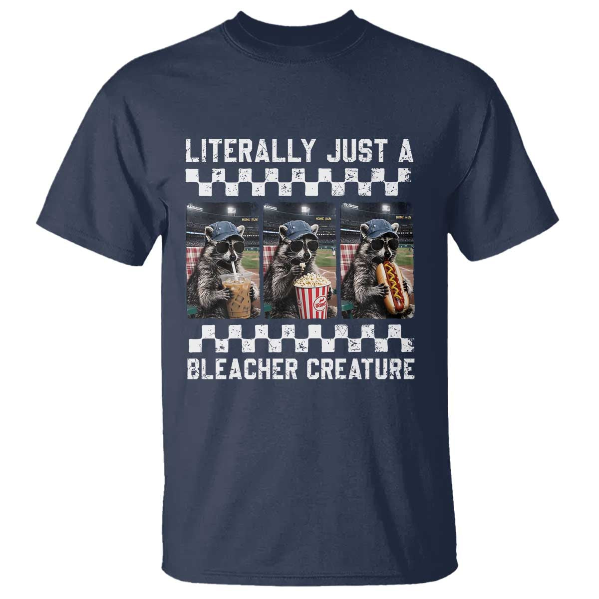 Baseball Raccoon Literally Just a Bleacher Creature T Shirt Funny Trash Panda At Ballfield
