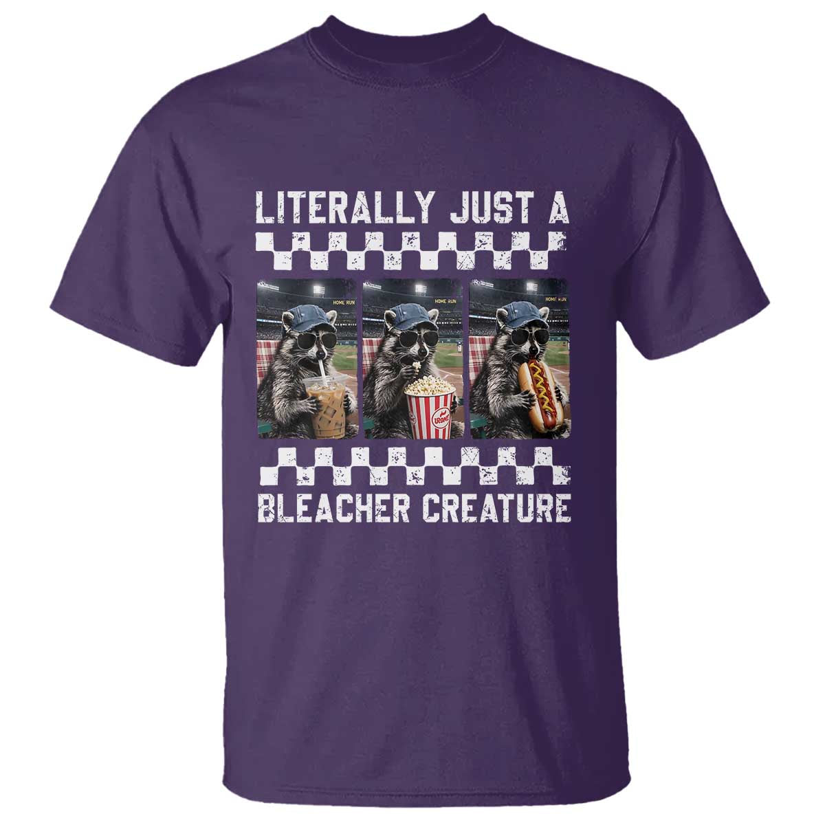 Baseball Raccoon Literally Just a Bleacher Creature T Shirt Funny Trash Panda At Ballfield