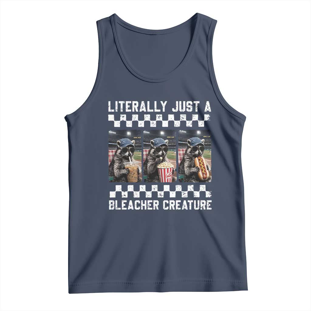 Baseball Raccoon Literally Just a Bleacher Creature Tank Top Funny Trash Panda At Ballfield