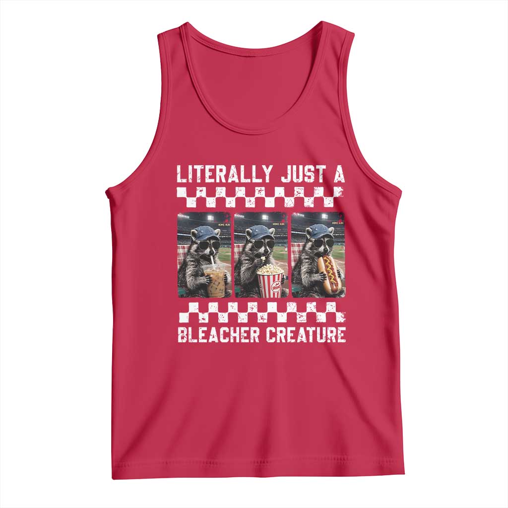 Baseball Raccoon Literally Just a Bleacher Creature Tank Top Funny Trash Panda At Ballfield
