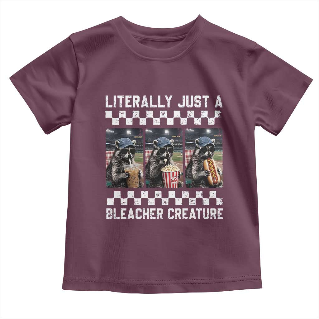 Baseball Raccoon Literally Just a Bleacher Creature Toddler T Shirt Funny Trash Panda At Ballfield