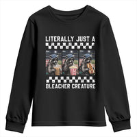 Baseball Raccoon Literally Just a Bleacher Creature Youth Sweatshirt Funny Trash Panda At Ballfield