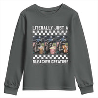 Baseball Raccoon Literally Just a Bleacher Creature Youth Sweatshirt Funny Trash Panda At Ballfield