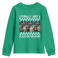 Baseball Raccoon Literally Just a Bleacher Creature Youth Sweatshirt Funny Trash Panda At Ballfield