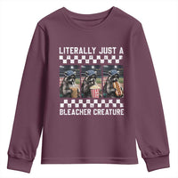 Baseball Raccoon Literally Just a Bleacher Creature Youth Sweatshirt Funny Trash Panda At Ballfield