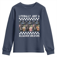 Baseball Raccoon Literally Just a Bleacher Creature Youth Sweatshirt Funny Trash Panda At Ballfield
