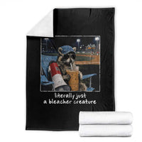 Baseball Raccoon Literally Just a Bleacher Creature Throw Blanket Funny Trash Panda Drinking Iced Coffee Ballfield