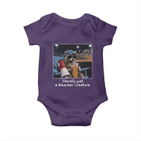 Baseball Raccoon Literally Just a Bleacher Creature Baby Onesie Funny Trash Panda Drinking Iced Coffee Ballfield