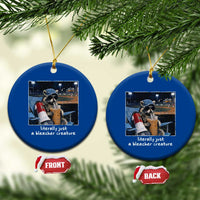 Baseball Raccoon Literally Just a Bleacher Creature Ceramic Ornament Funny Trash Panda Drinking Iced Coffee Ballfield