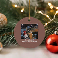 Baseball Raccoon Literally Just a Bleacher Creature Ceramic Ornament Funny Trash Panda Drinking Iced Coffee Ballfield