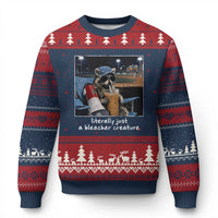 Baseball Raccoon Literally Just a Bleacher Creature Ugly Christmas Sweater Funny Trash Panda Drinking Iced Coffee Ballfield