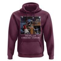 Baseball Raccoon Literally Just a Bleacher Creature Hoodie Funny Trash Panda Drinking Iced Coffee Ballfield