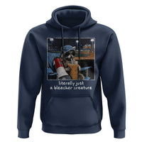 Baseball Raccoon Literally Just a Bleacher Creature Hoodie Funny Trash Panda Drinking Iced Coffee Ballfield